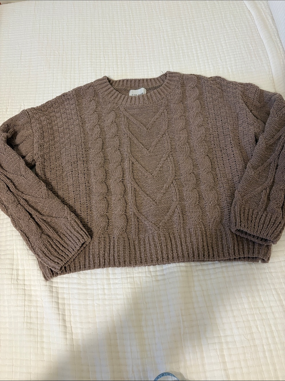 Chunky Pink Rose Sweater